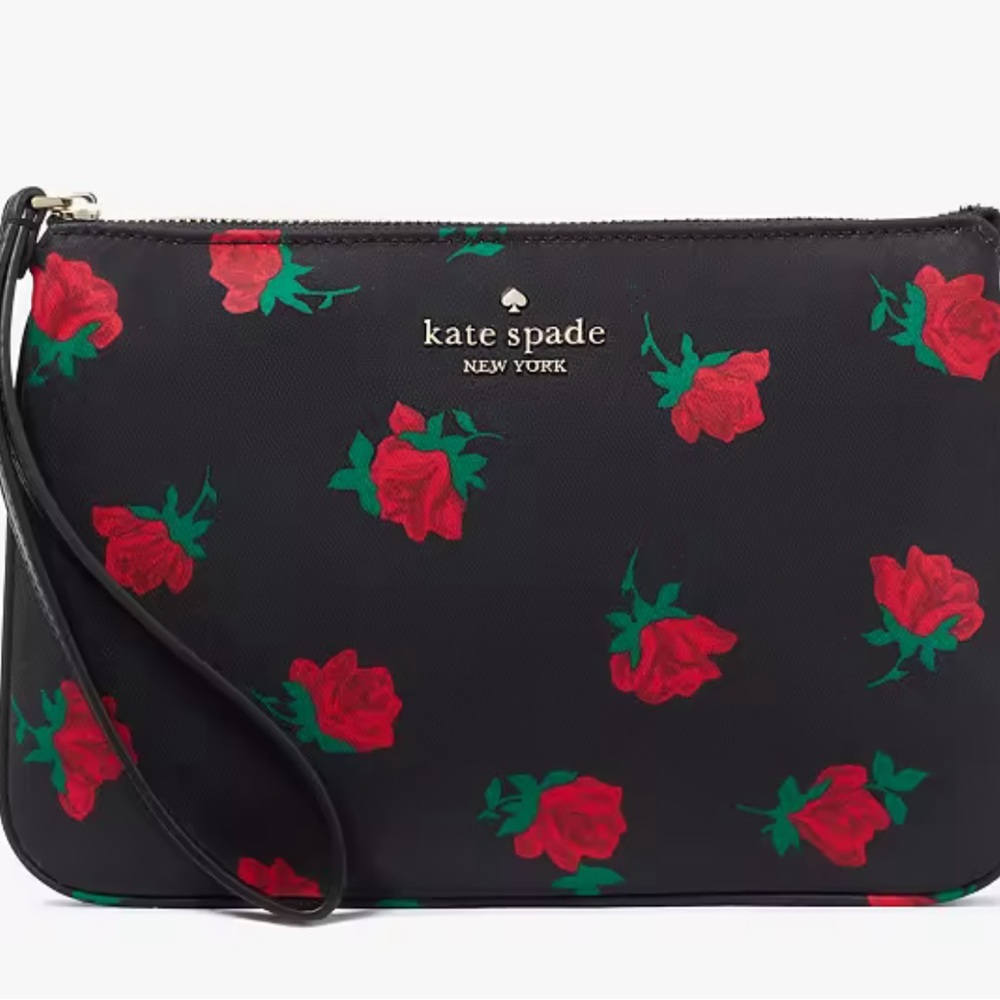 Kate Spade CHELSEA ROSE TOSS PRINTED MEDIUM WRISTLET POUCH nwot - Picture 1 of 6